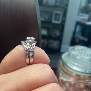 Beautiful White Gem withh ruby gem accents with Matching Band